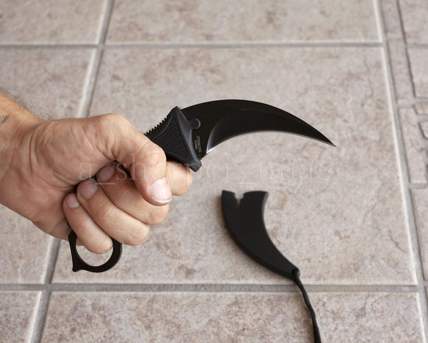 7.5" Black Karambit Curved Blade Rugged EDC Utility Self Defense, Solid & Sharp