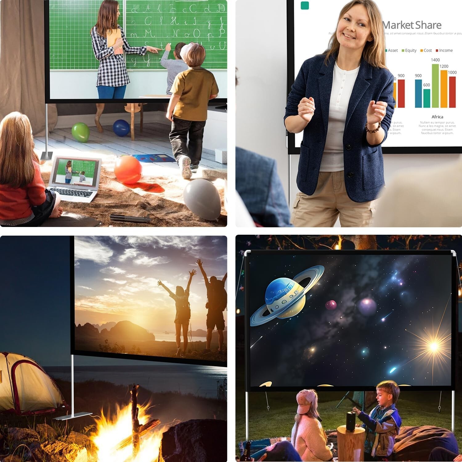 Durable 100-Inch Fast-Folding Projector Screen with Sturdy Stand - Movie Ready