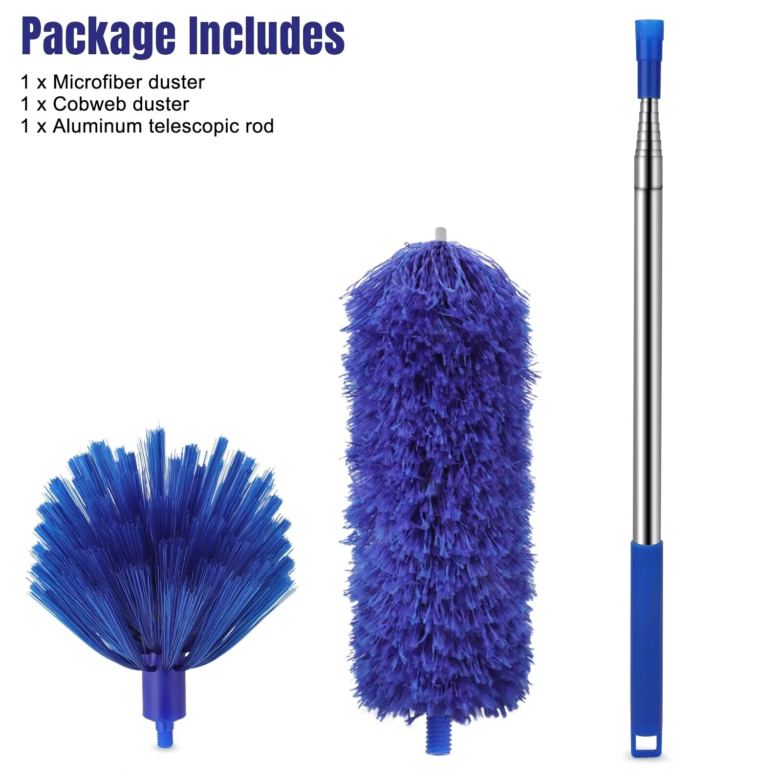 Microfiber Ceiling Fan Duster & Cobweb Cleaning Brush Cleaner Kit Extension Pole