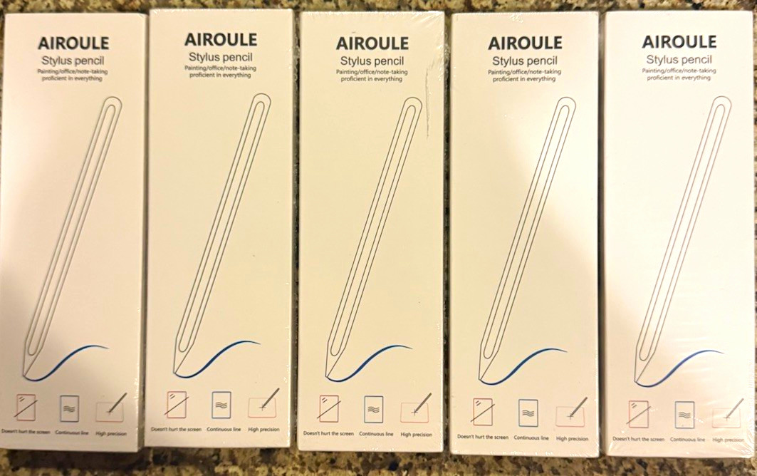 AIROULE White Stylus Pencil High Precision Battery Powered, 5 Boxes X003ZAF4JZ