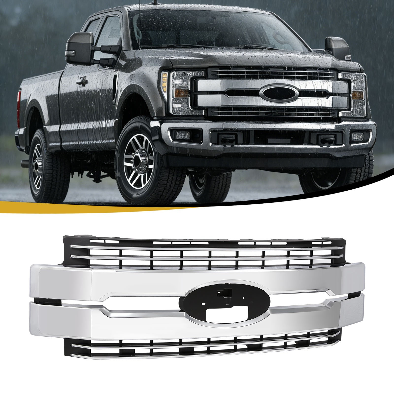For 2017 2018 2019 Ford F250 F350 F450 Super Duty Bumper Grille Chrome Grill