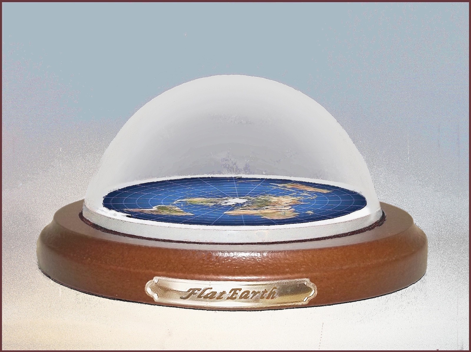Flat Earth Map Dome Display Model, acrylic dome, gift