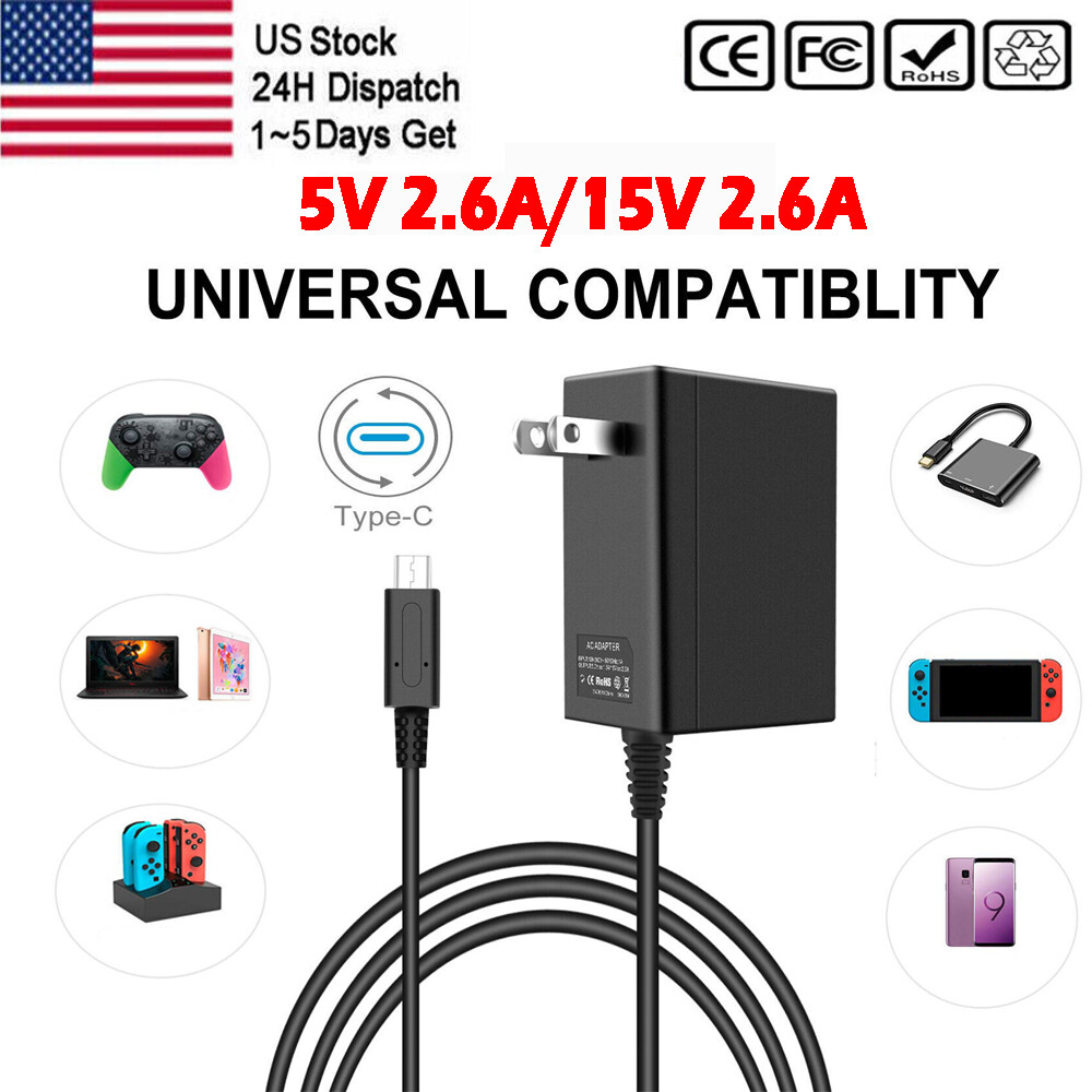Fast Wall Charger For Nintendo Switch/Lite/Dock Power Supply Adapter Type C 2.6A
