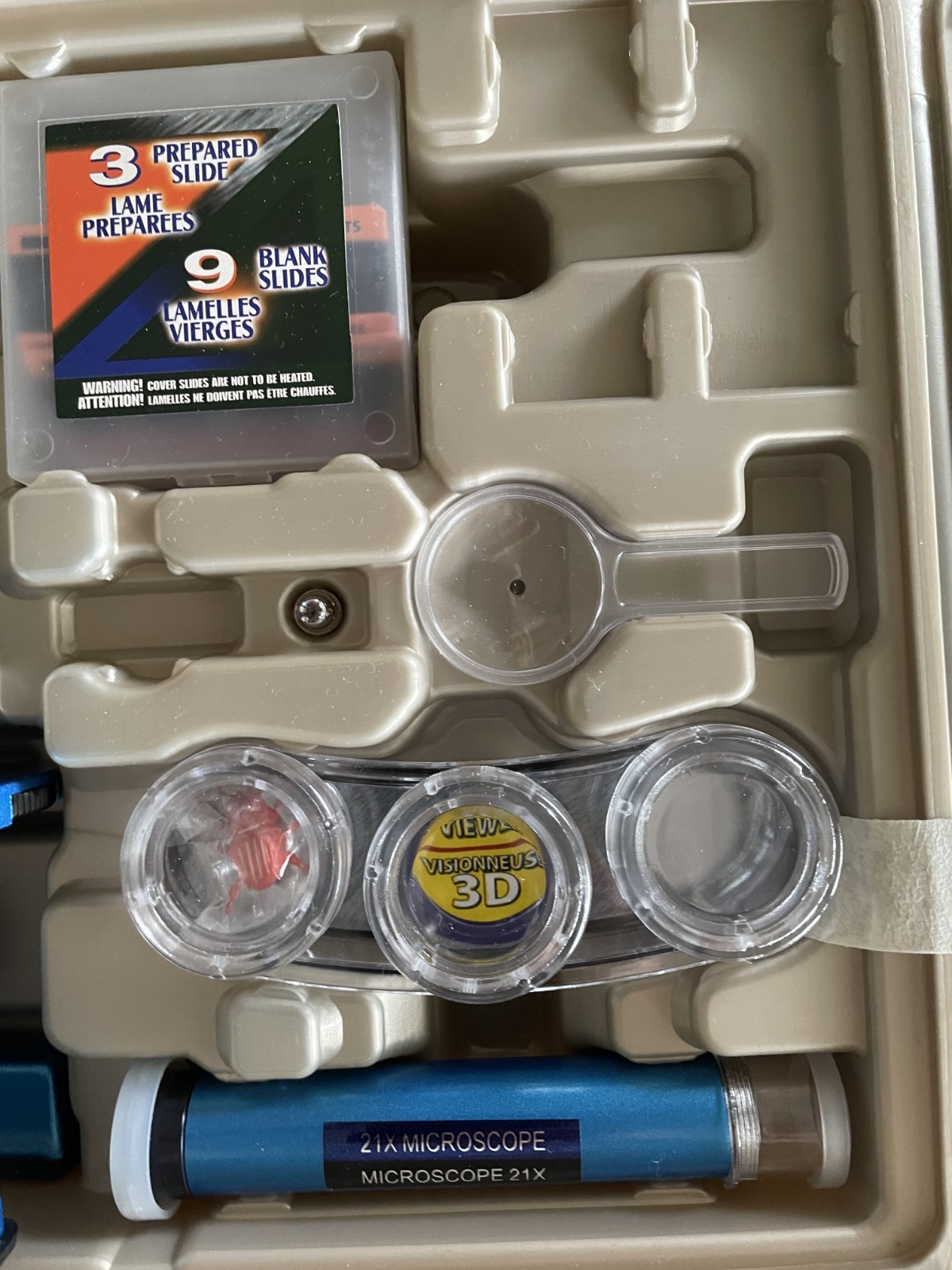 Micro-Science Complete Microscope Set Kids Science Kit Fibers Tools Handled Case