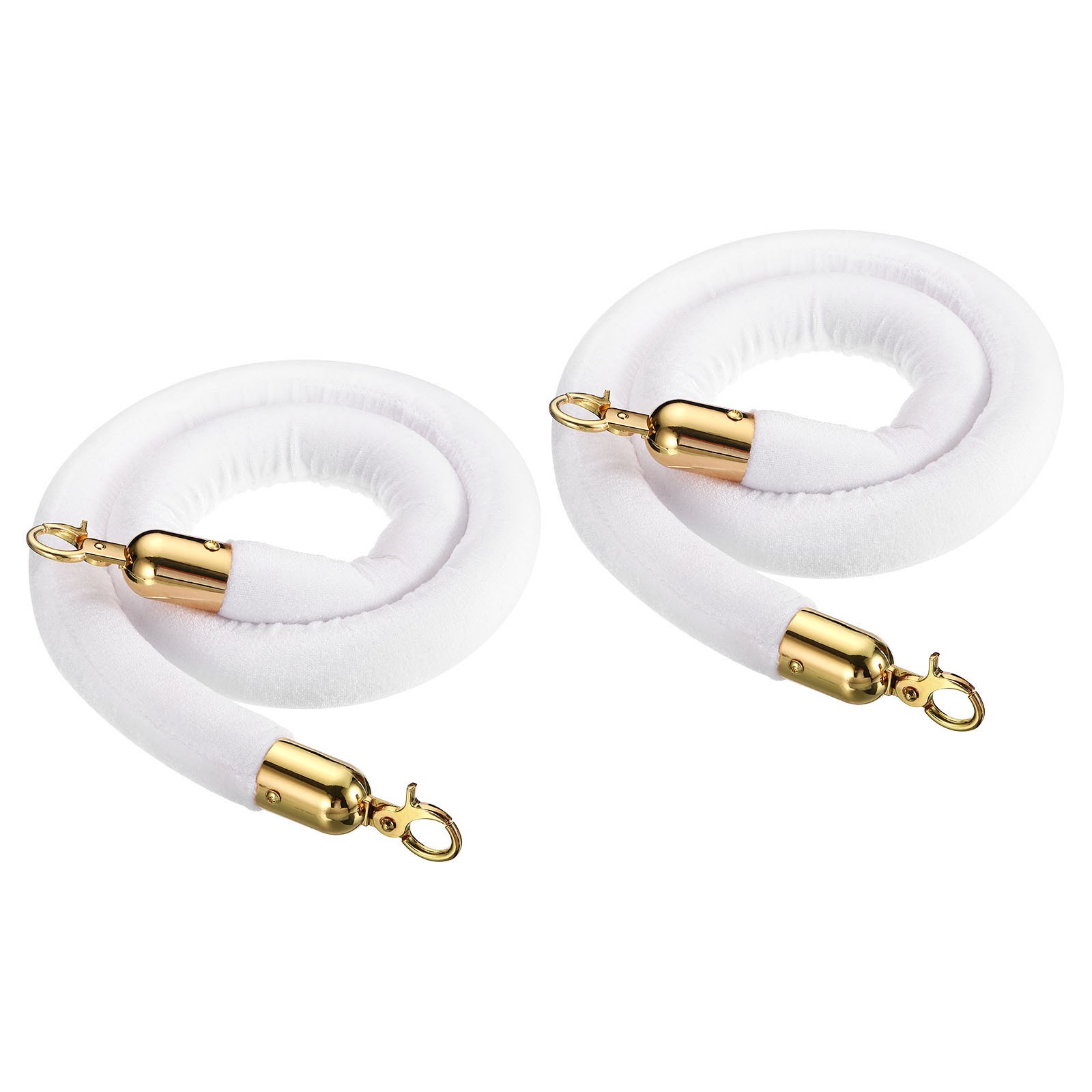2pack, 4 Feet White Velvet Stanchion Rope  Crowd Control Barrier Rope Golden
