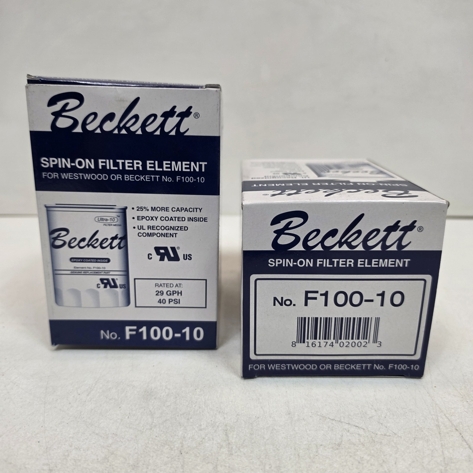 2pc BECKETT F100-10/F10010 Spin-on Residential Fuel Oil Filter Element 10 Micron