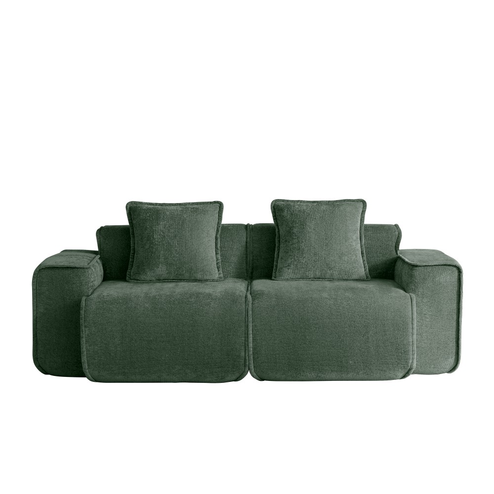 Harrison Velvet Green Sofa Compressed Couch w/ Modular Design - 39.37"L