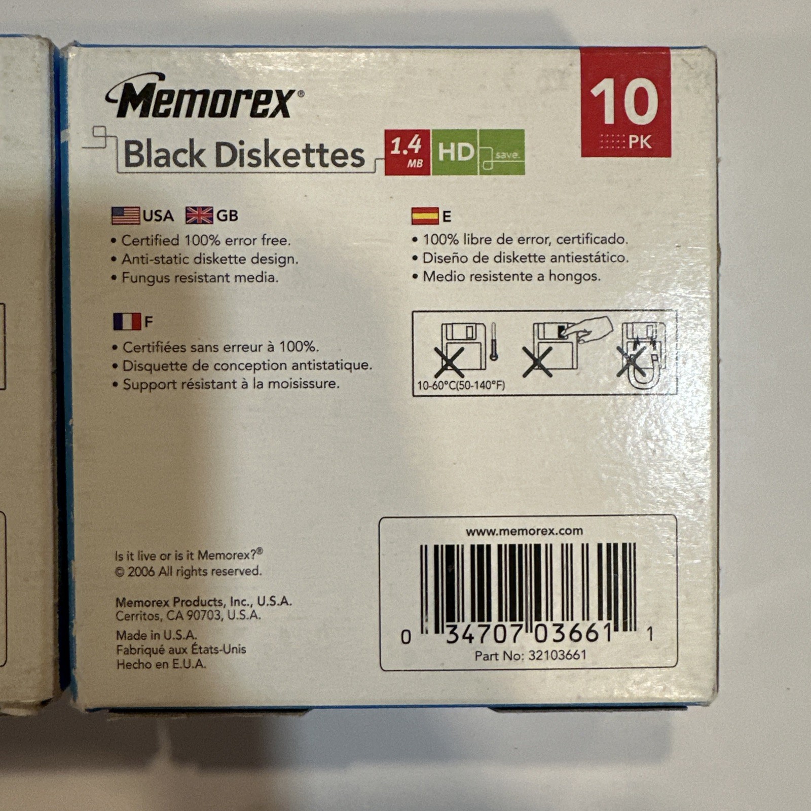 Memorex Black Diskettes 10 Pack New 3.5" Computer Diskettes 2 Boxes