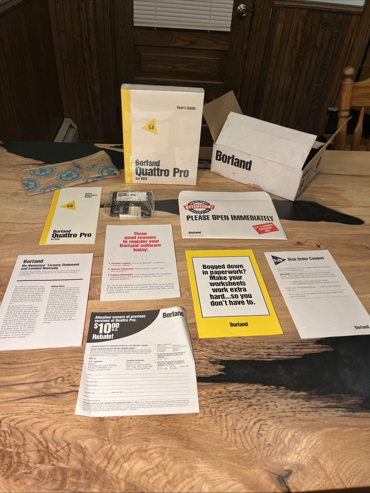 Borland Quattro Pro Version 5.0 For DOS Manual / Disk 1 / & Papers Lot