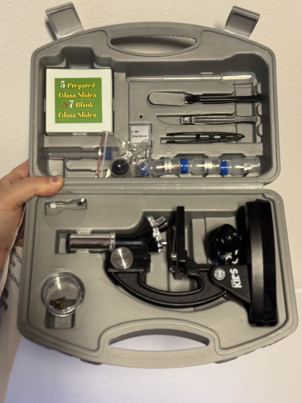 KIDS 48 Piece Microscope Set 1200X Ages 8+ Durable Metal Framework Never Used