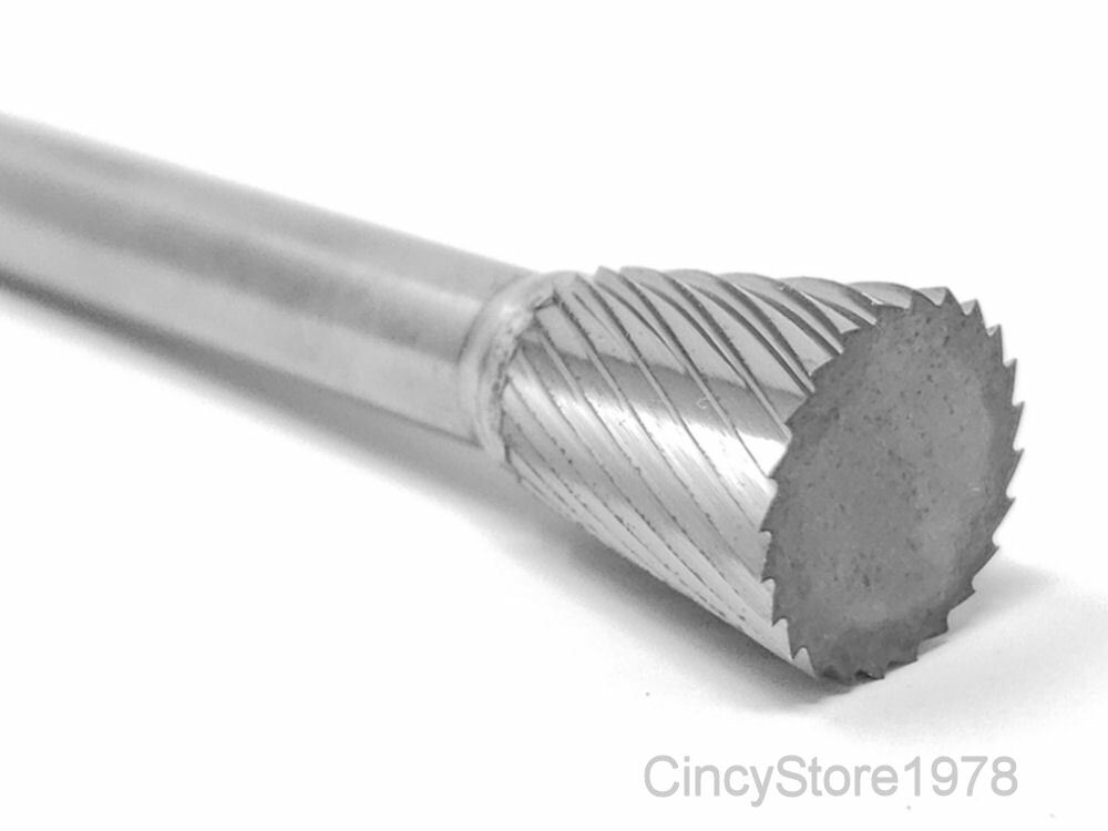 SN4S Taper Shape Tungsten Carbide Burr Bur Cutting Tool Die Grinder Bit 1/4" NEW