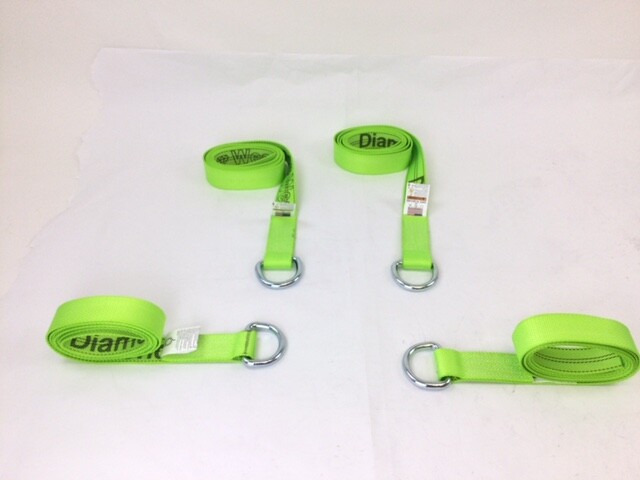 2" x 8' HiViz Diamond Weave Lasso Strap With Wire D Ring (4 Pack)