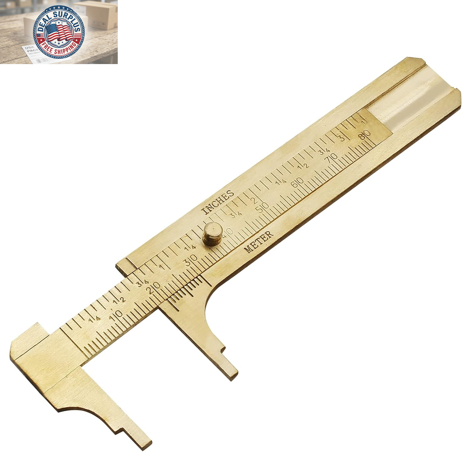 Brass Pocket Vernier Caliper Ruler, Sliding Gauge Mini Vernier Caliper Double Sc