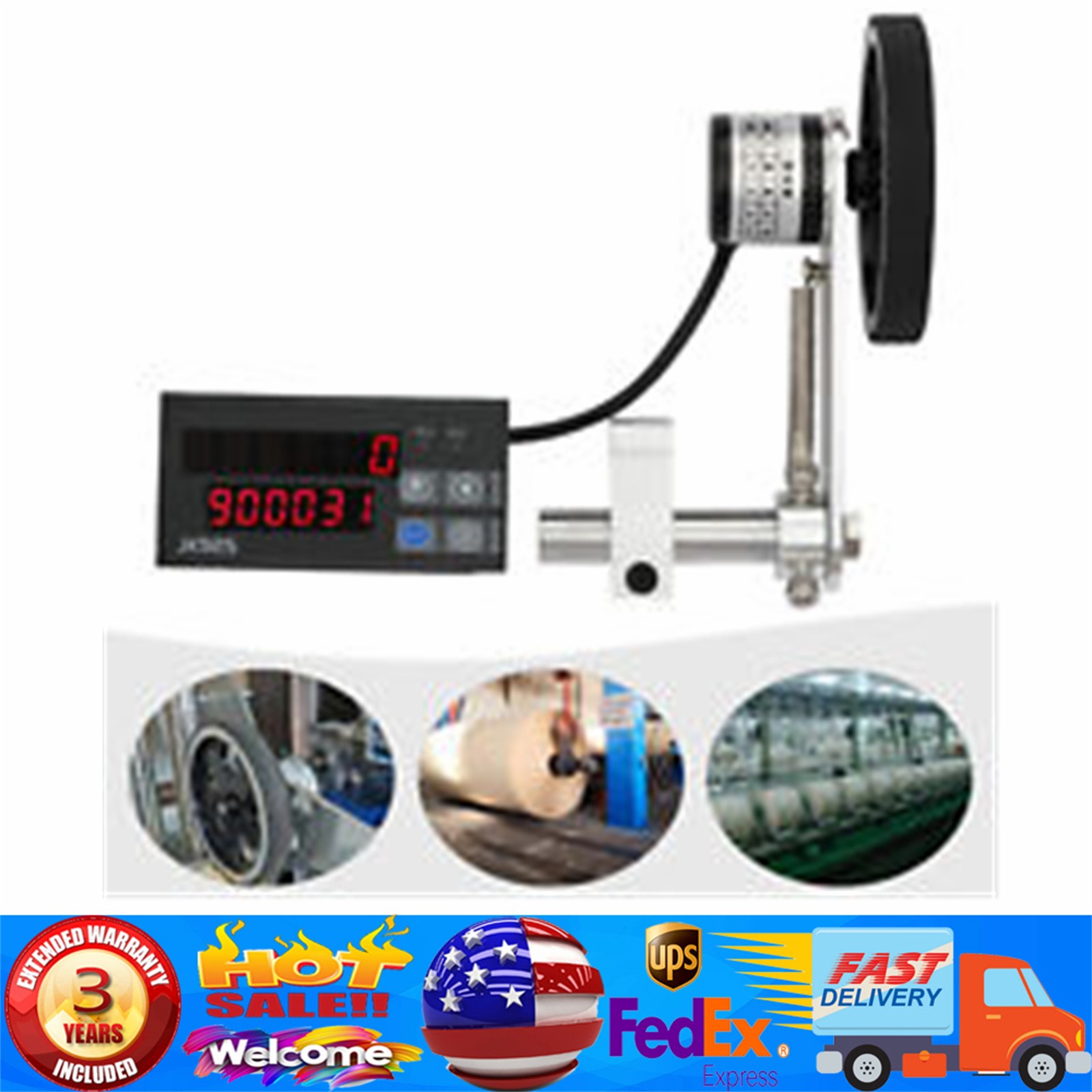 Digital Length Meter Counter 0-999999 with Control Function, US Plug