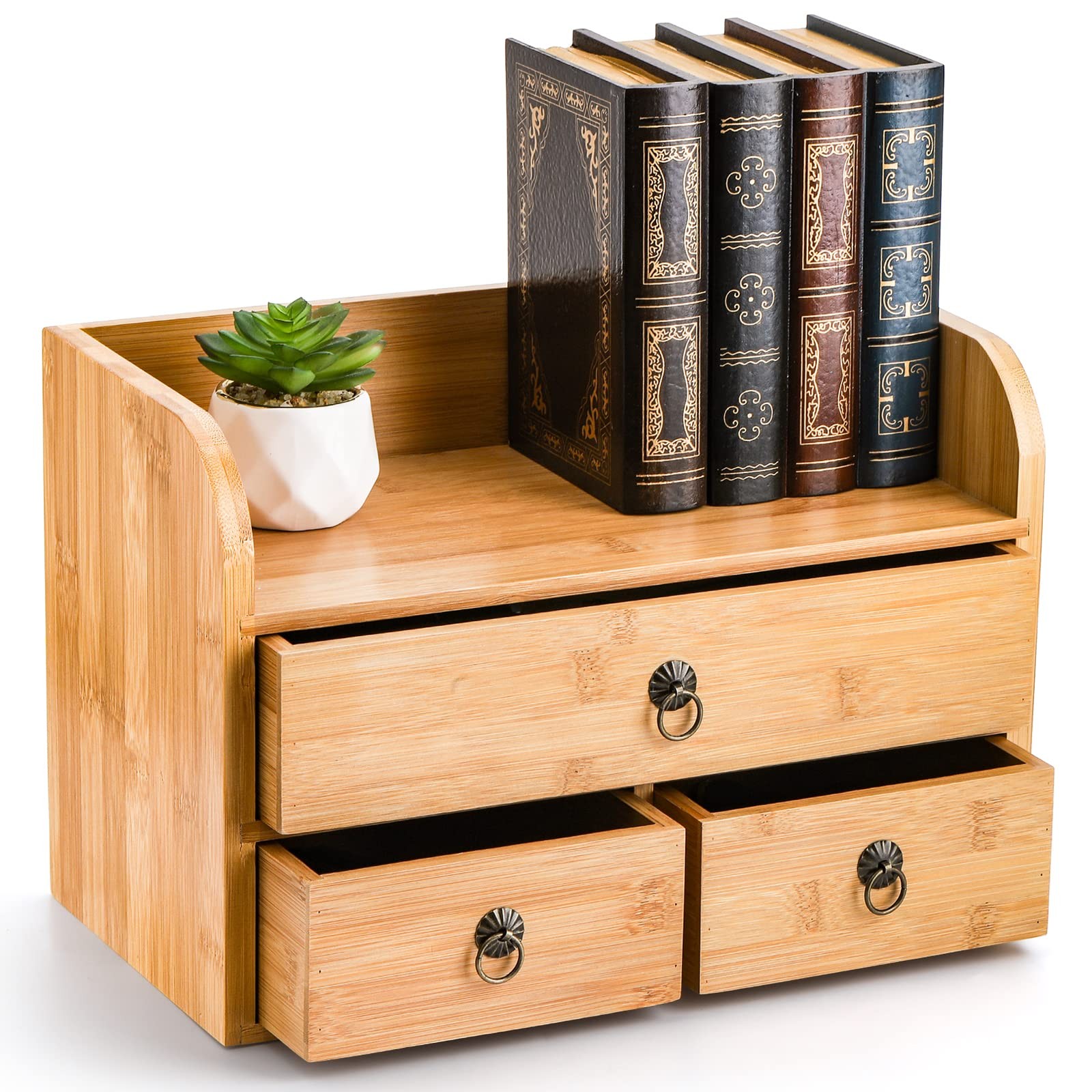 New Best Nicunom Bamboo Desk Organizer, 3-Tier Tabletop Storage Organization