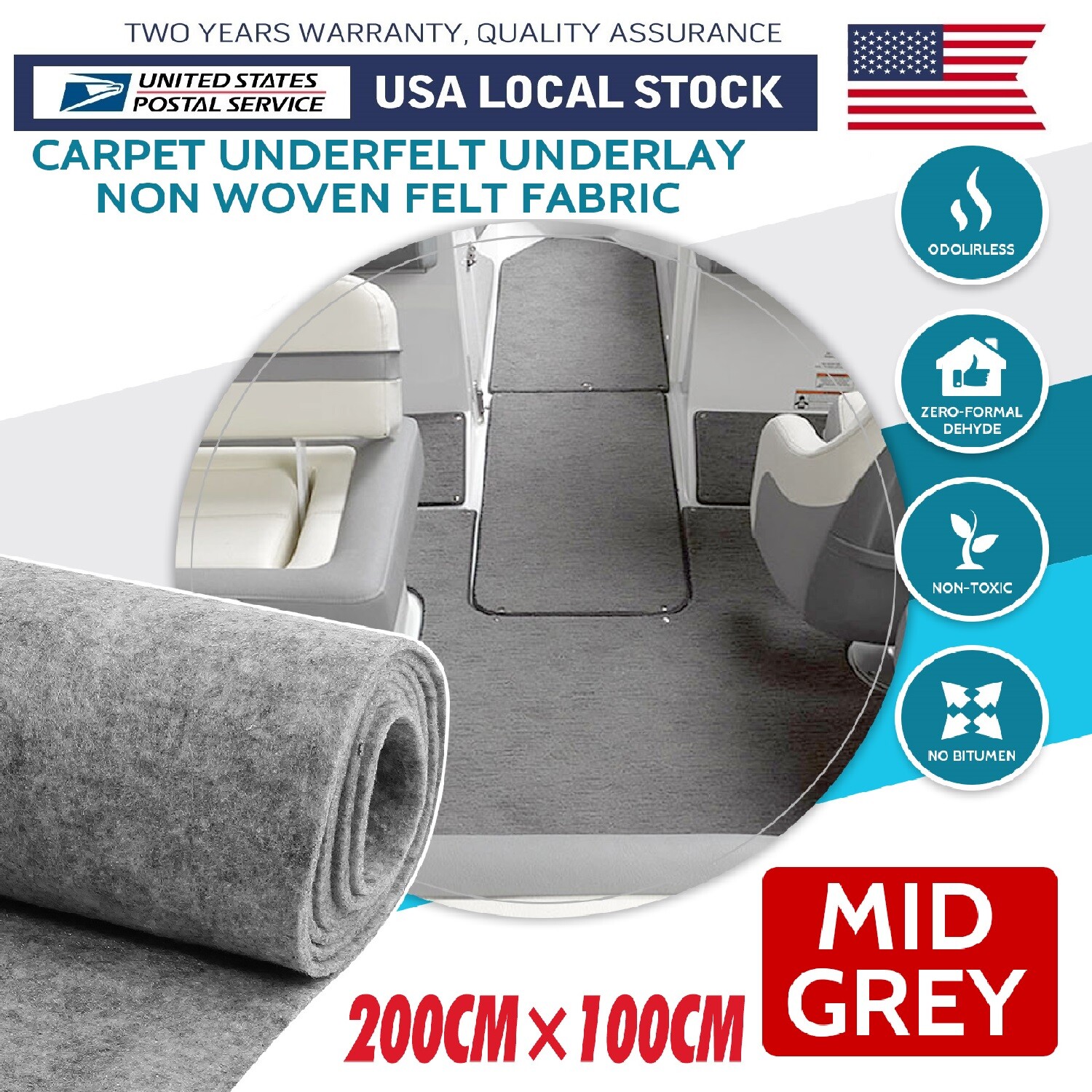 Mid Grey Marine Boat Flooring Carpet Yacht Decking Sheet Carpet Floor Liner Mat
