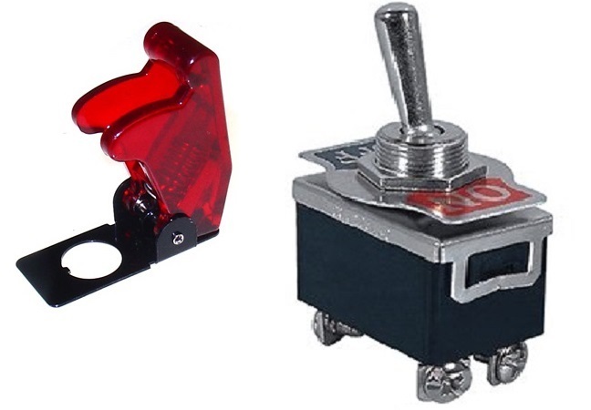 1 PC DPST SAFETY TOGGLE SWITCH 20AMP@125VAC W/TRANS-RED COVER  66-1804/66-5018