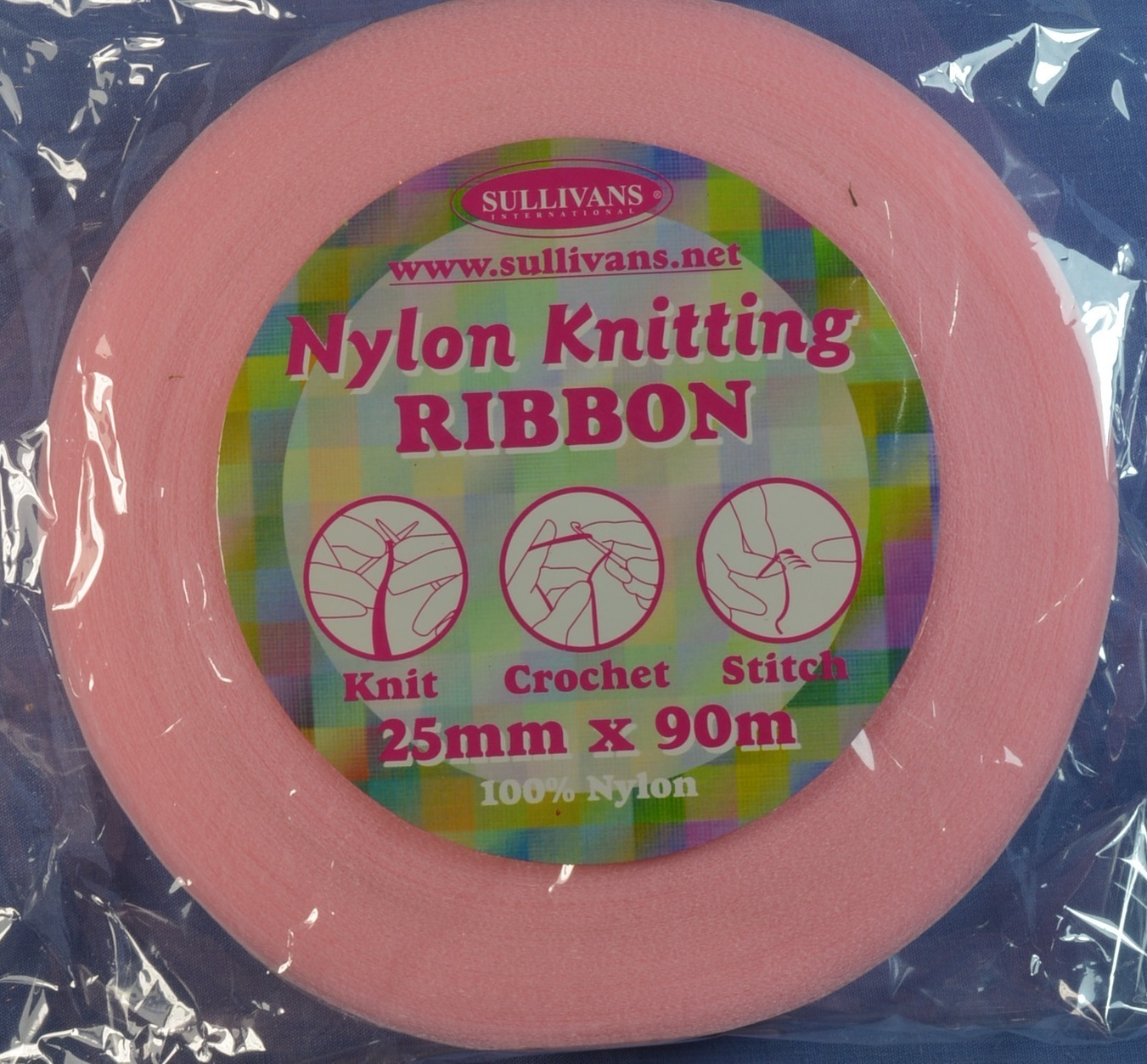 25mm Bright Pink Nylon Knitting Ribbon (x 90 metres)