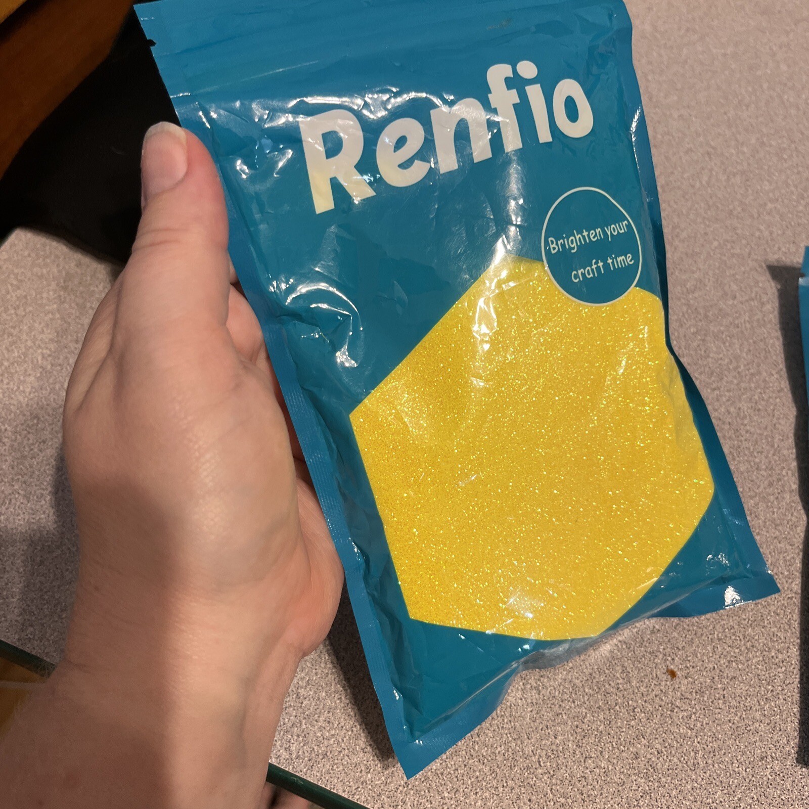 Renfio Ultra FIne Glitter Powder Crafts Slimes, Body Art, 3.5oz, Lemon Yellow