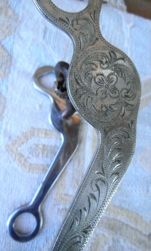 Vintage Cutting Horse Style Engraved Silver Grazing Horse Bit Sweet Iron Mouth