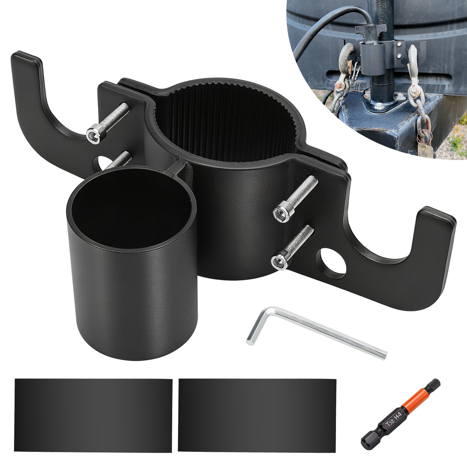 Universal Trailer Towing Chain Organizer w/ 7-Way Plug Holder For RV Camper Boat