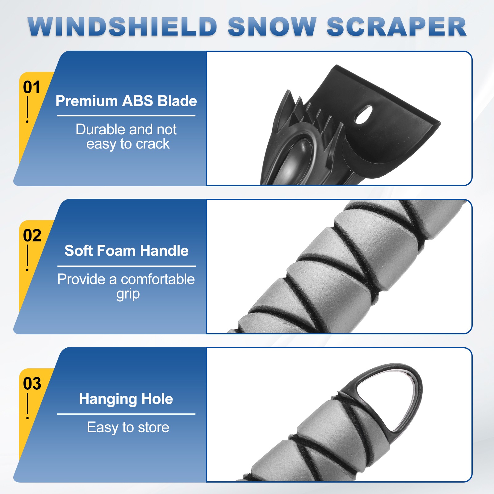 2pcs Car Ice Scraper 12" x 4" for, Grey