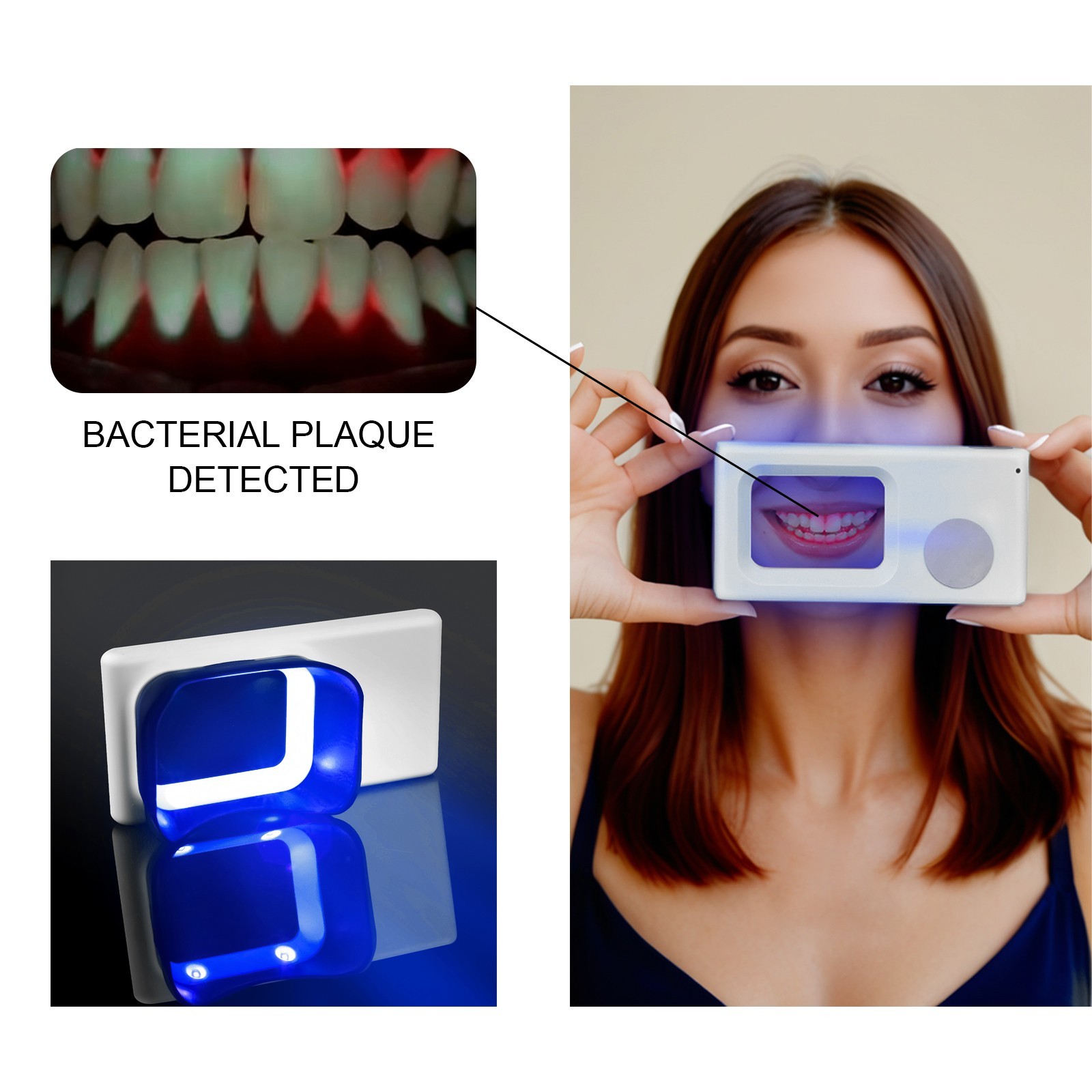 Home Use Dental Plaque Indicator Detector Display Device Oral Hygiene Care White