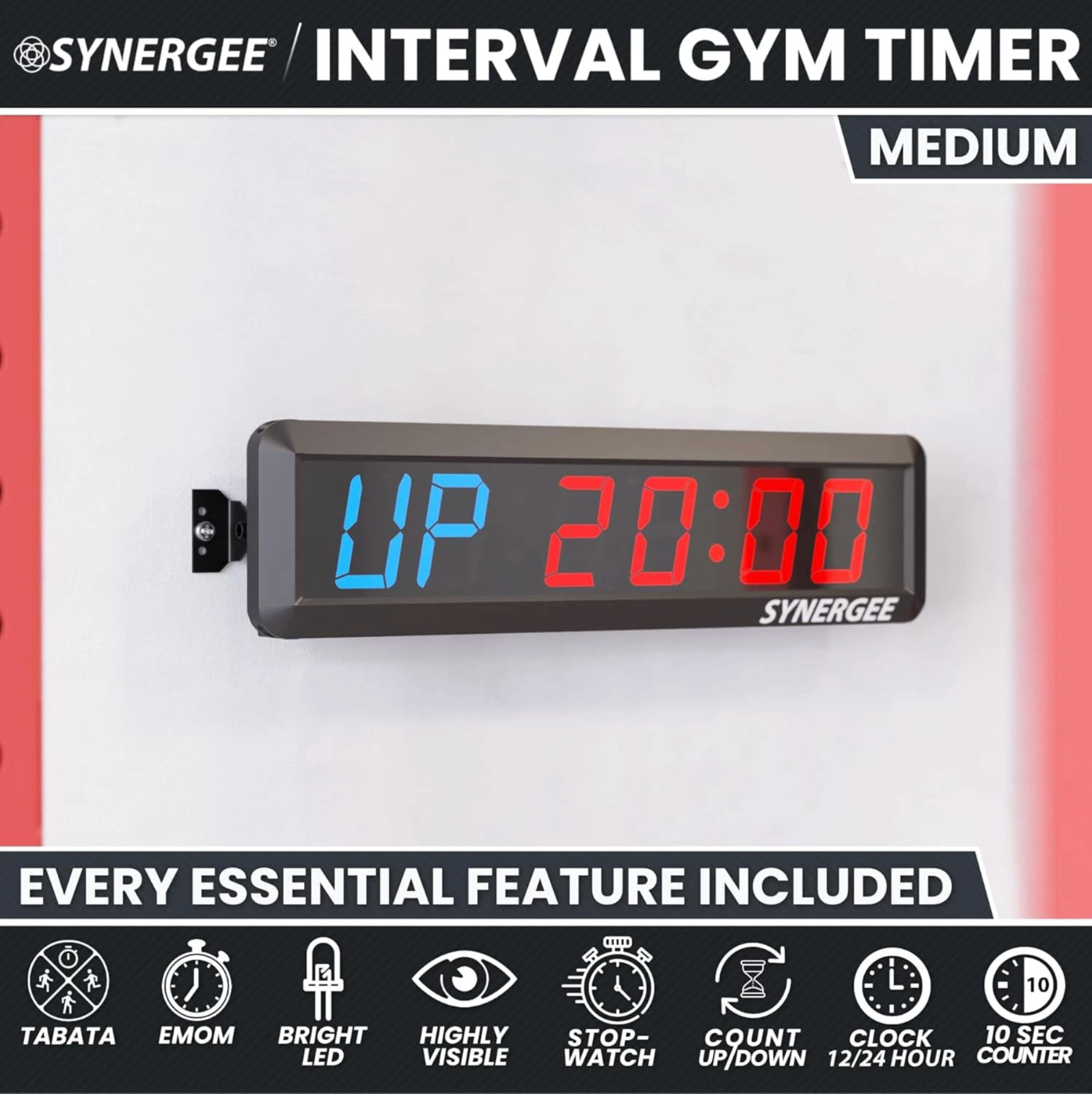 Synergee 16.5" Interval Timer – Programmable Wall Mounted Clock - NWB