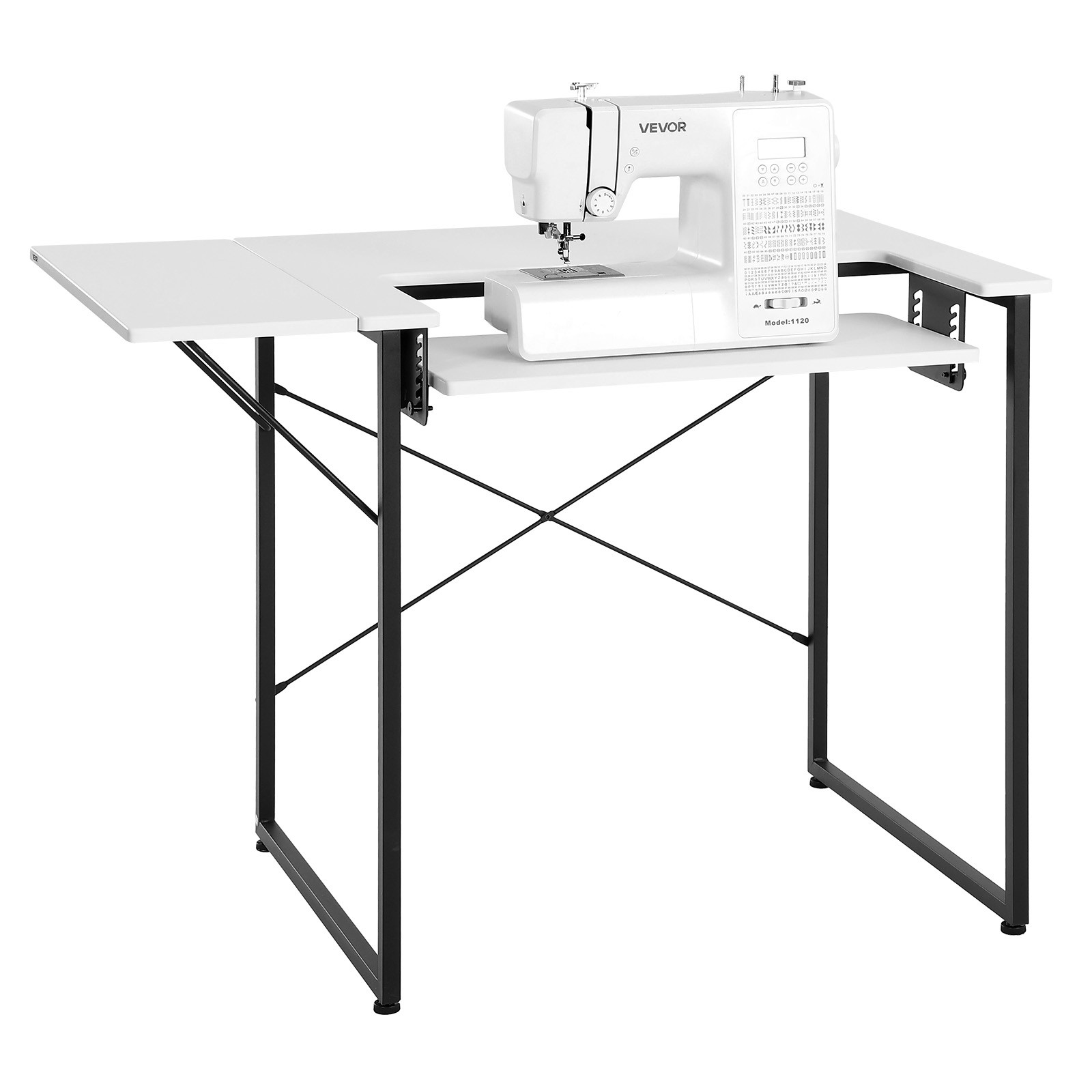 VEVOR Sewing Table Multipurpose Sewing Machine Table with Foldable Side Shelf