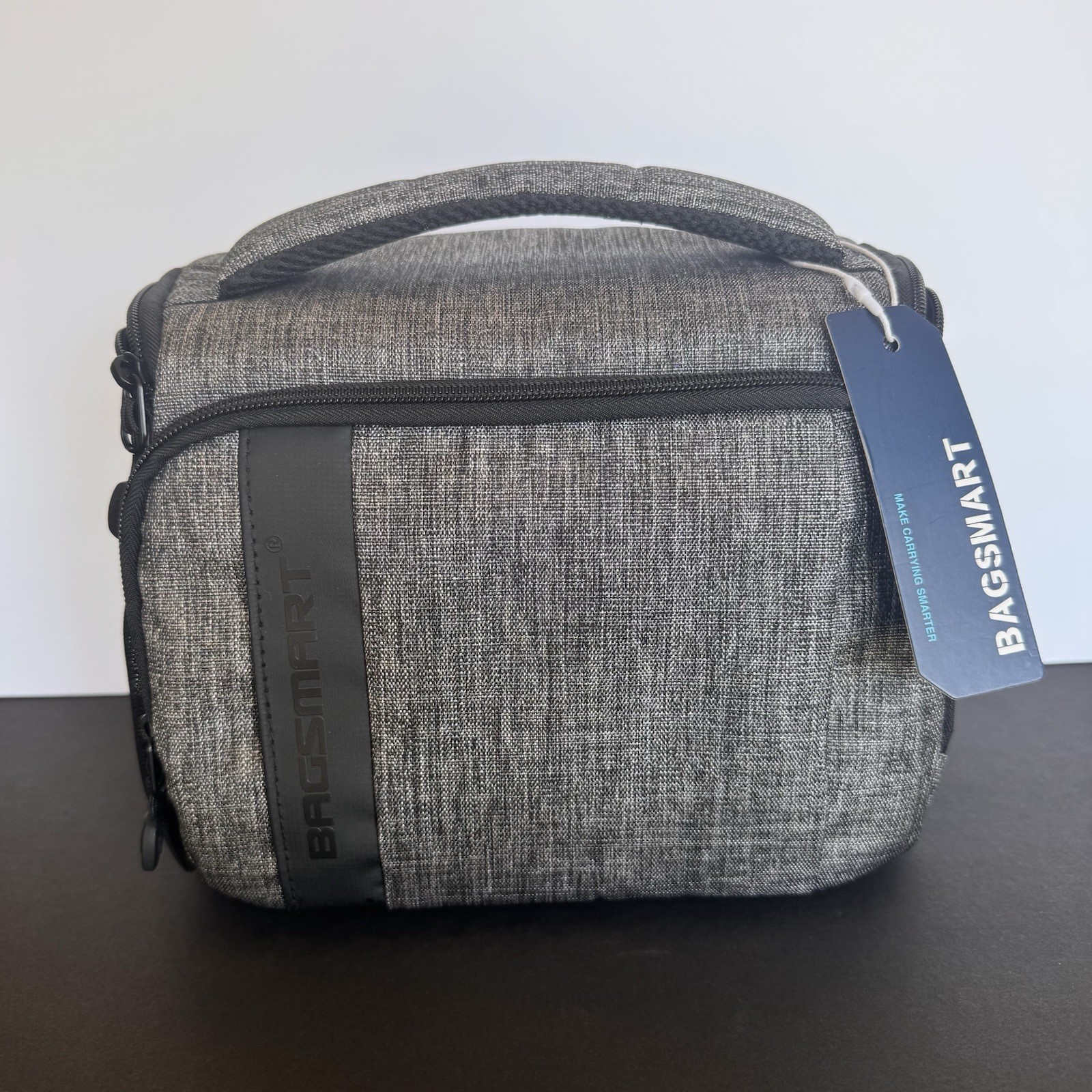 BAGSMART Compact Camera Shoulder Bag with Waterproof Rain Cover Grey Gray