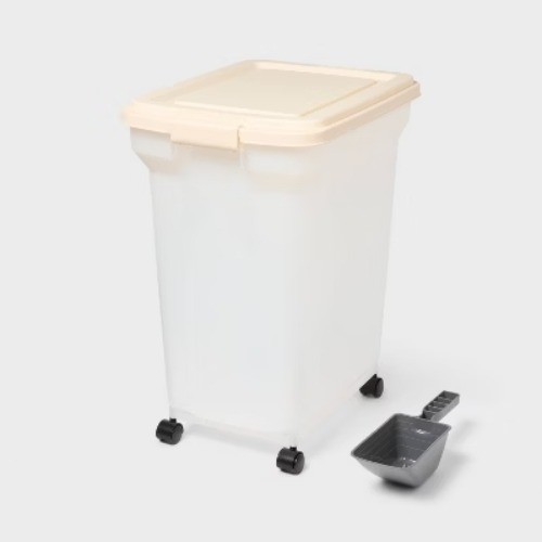 55qt Weather Resistant Rolling Storage Bin with Scoop - Brightroom