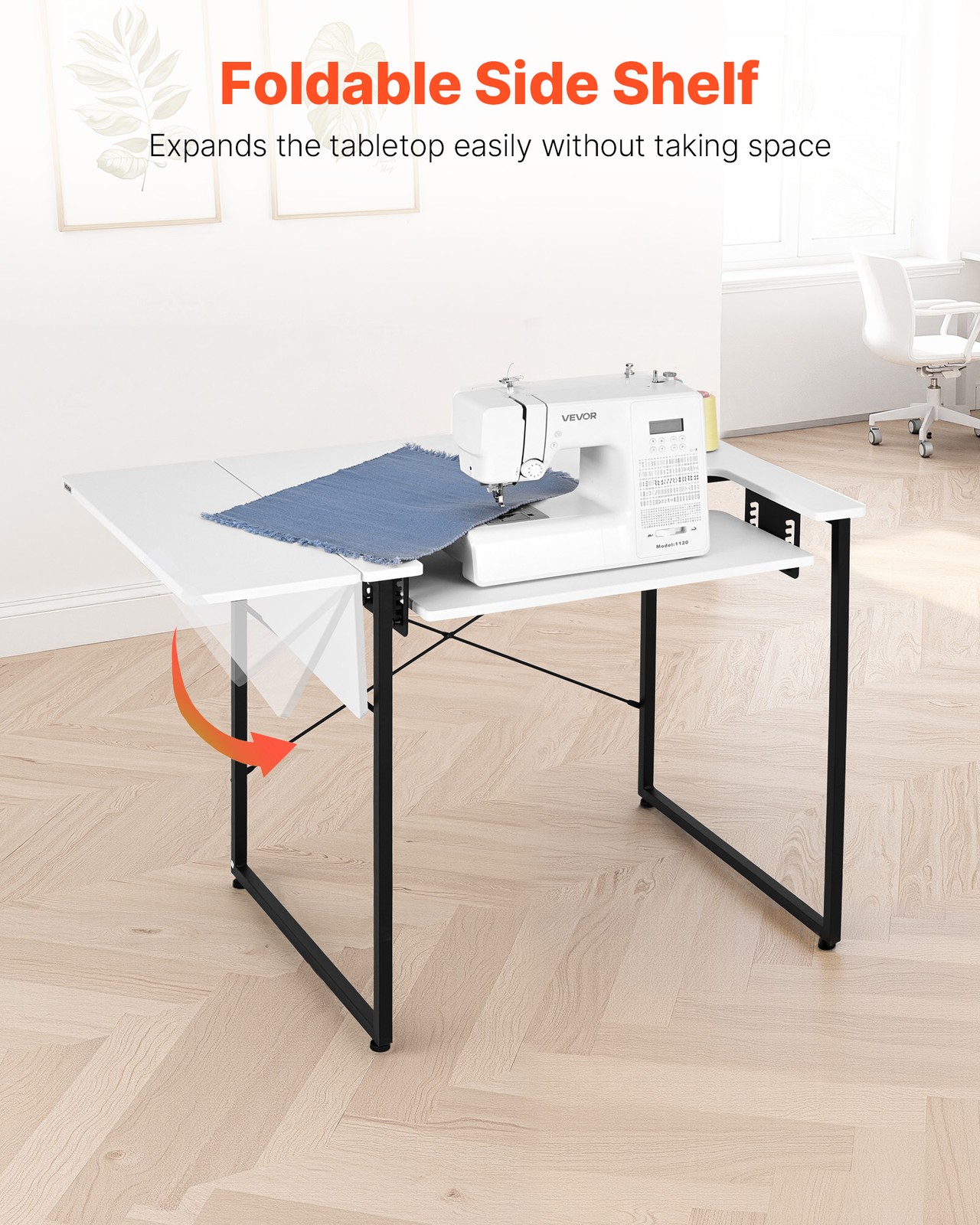 VEVOR Sewing Table Multipurpose Sewing Machine Table with Foldable Side Shelf