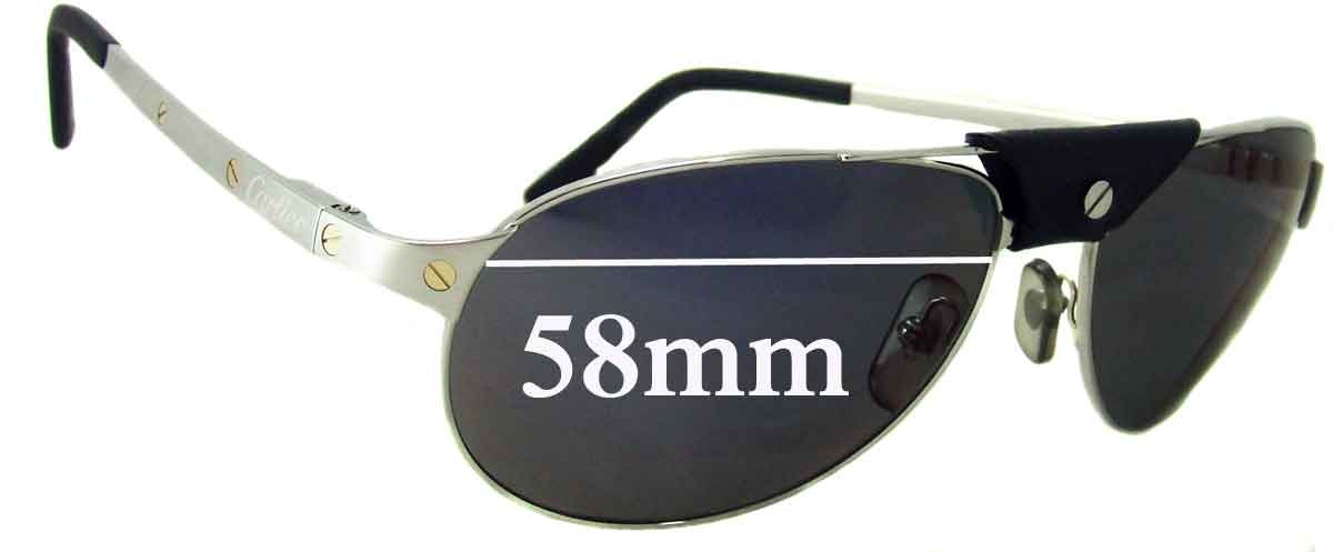 SFx Replacement Sunglass Lenses fits Cartier Santos Dumont - 58mm Wide
