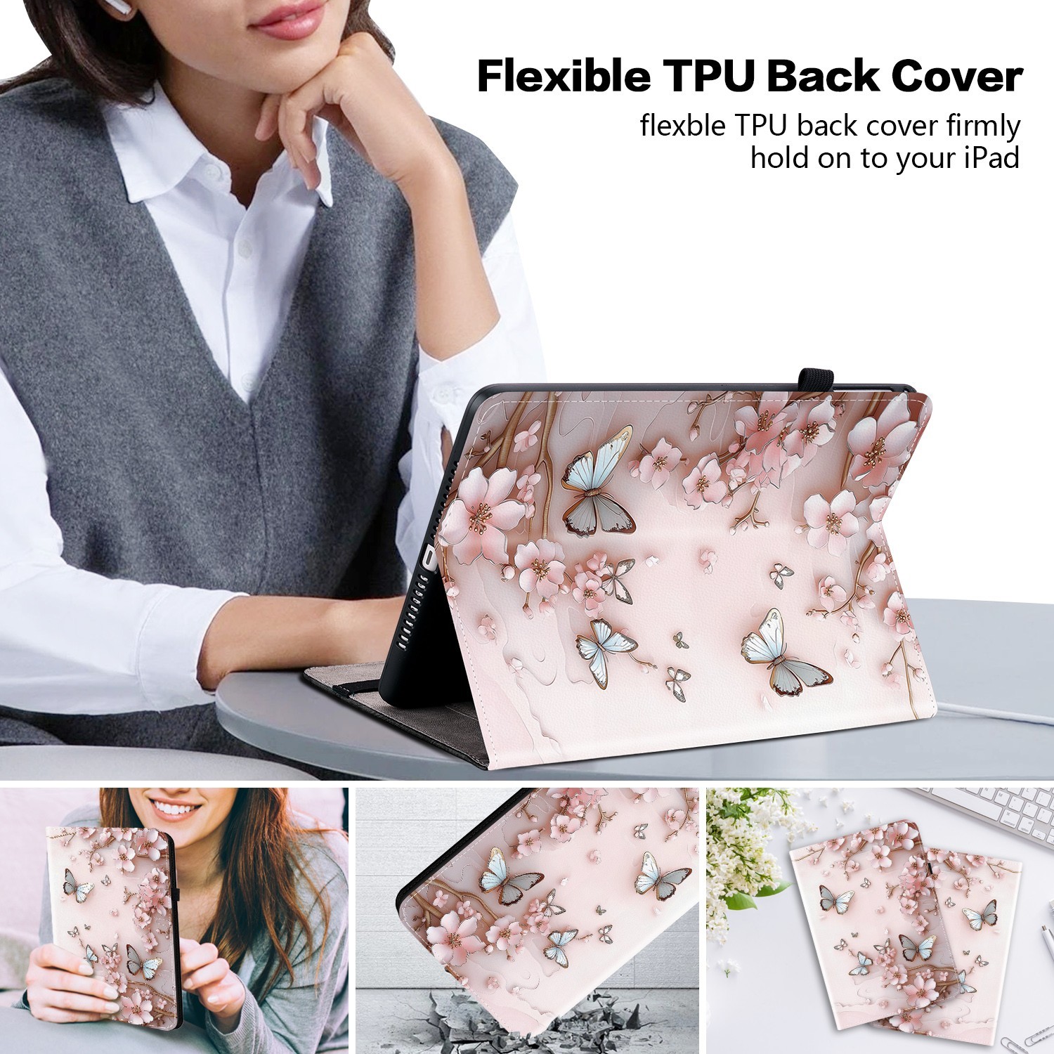Case For Samsung Galaxy Tablet Painted Leather Shockproof TPU Shell Back Covers