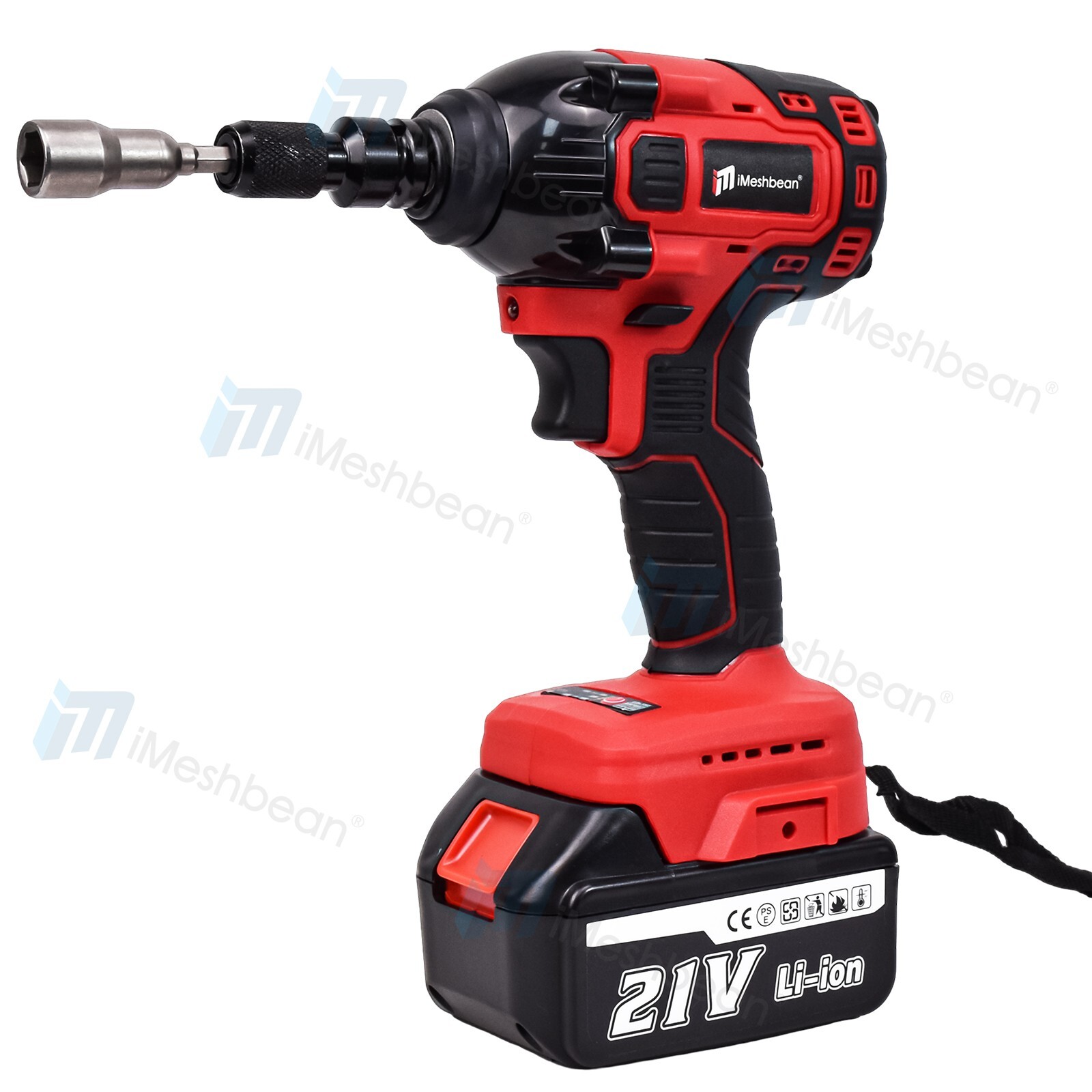 21V Cordless Electric Impact Wrench Gun 1/2'' Power Drill Driver 4.0Ah Battery
