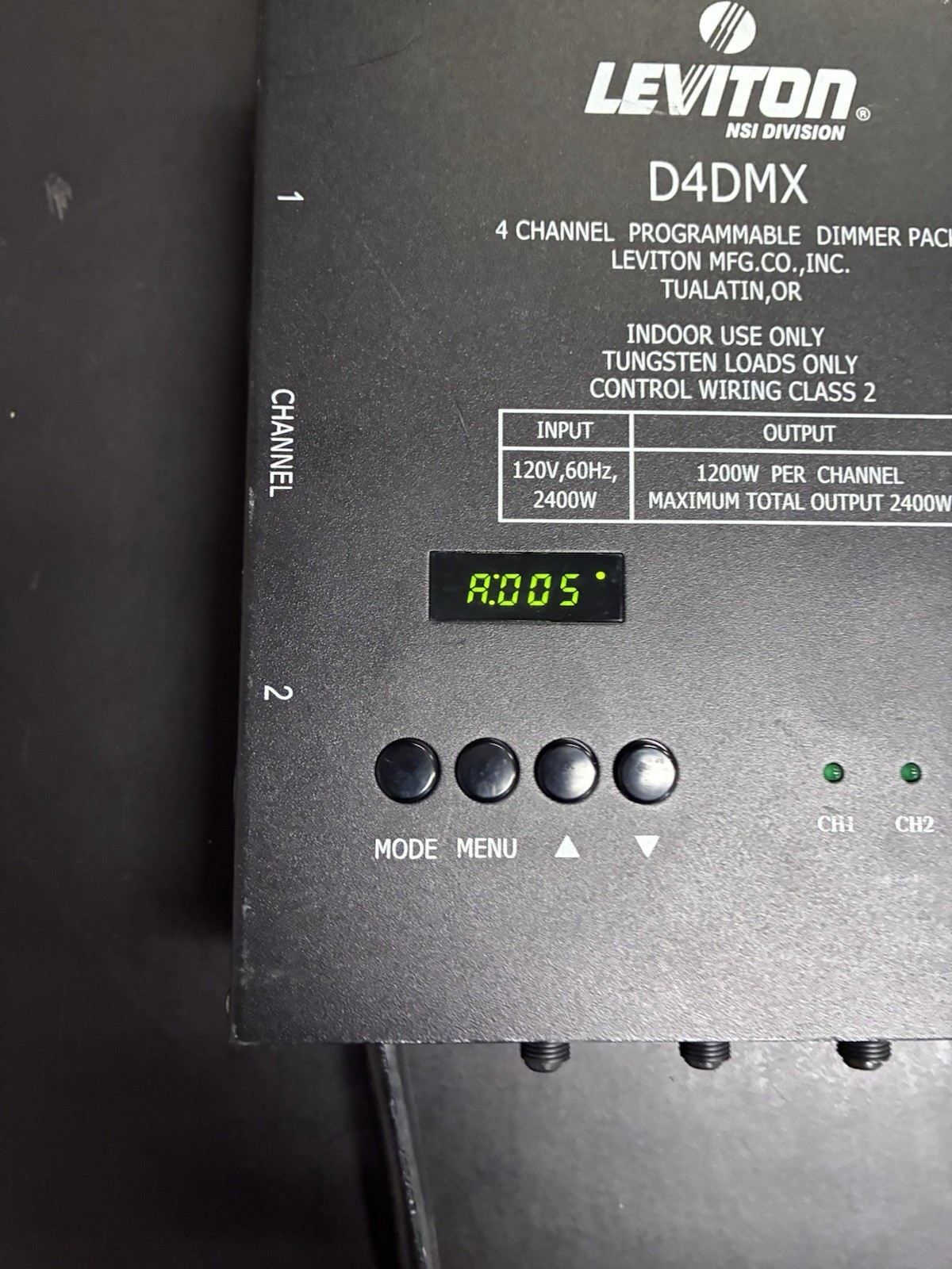 Leviton D4DMX-MD3 4-Channel Programmable Dimmer Pack