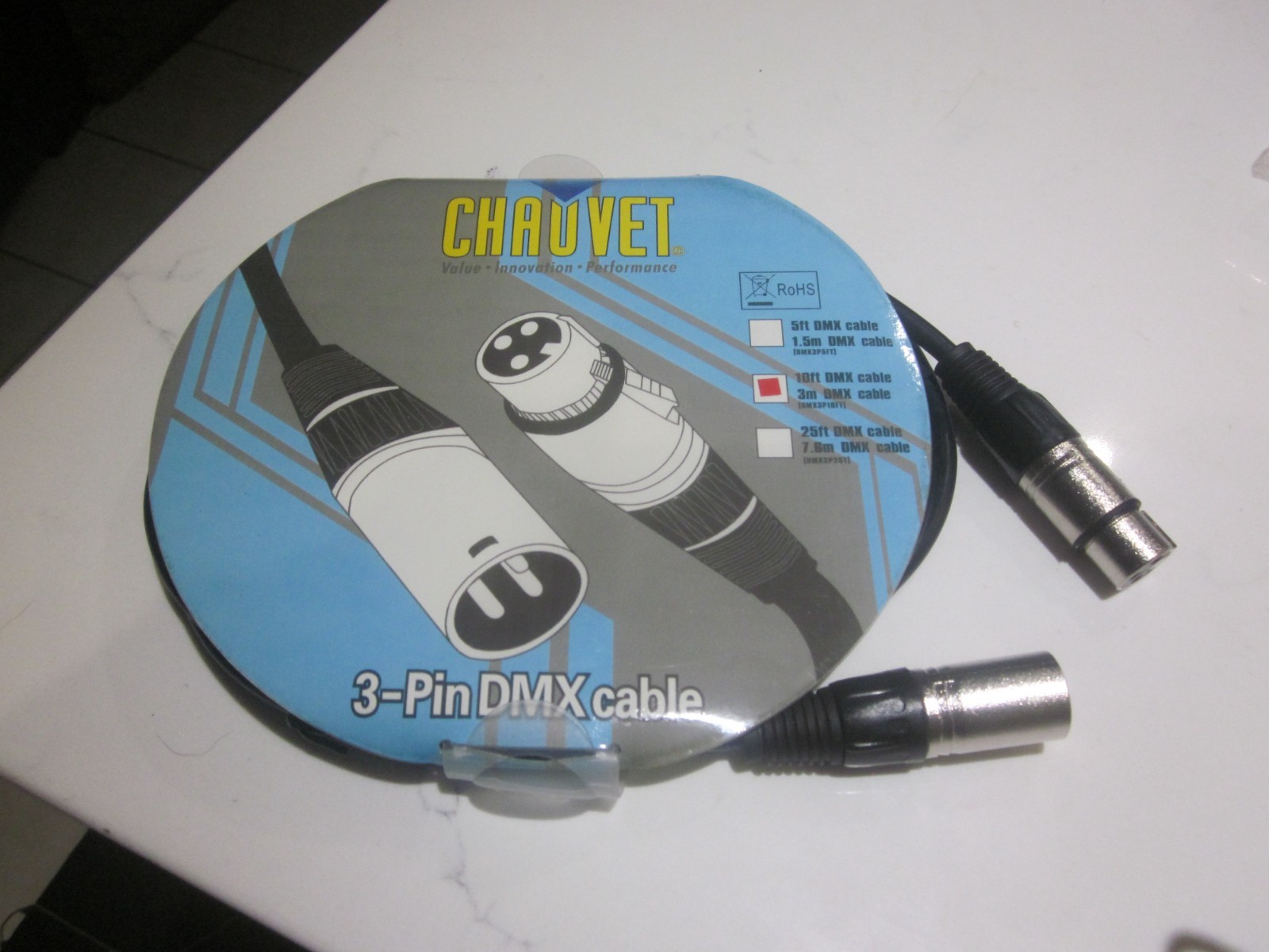 Chauvet DJ DMX 10FT Male To Female 3 Pin DMX Lighting Cable
