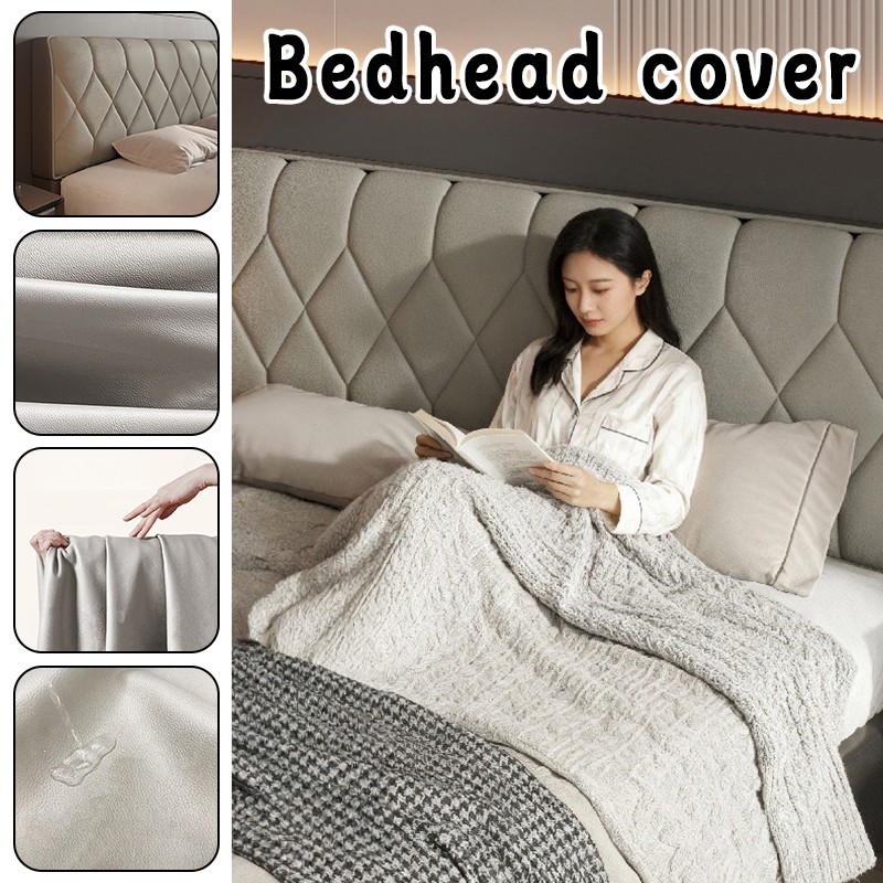 Quilted Thickened Bedhead Cover Waterproof PU Leather Protector Bedroom Decor
