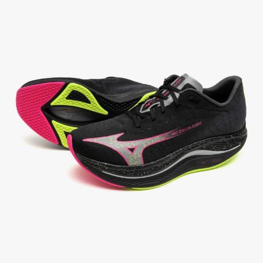Mizuno Wave Rebellion Flash 2 Black Pink Yellow width 2E J1GC243652 Men's Size