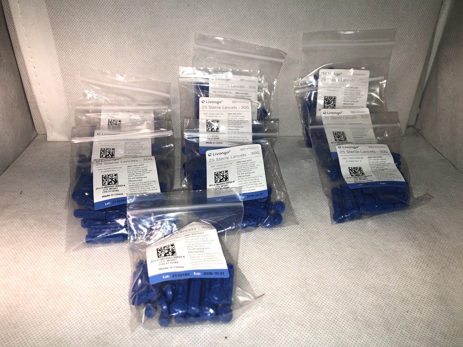 Livongo Lancets New 30 Gauge Sterile 10 Packs of 25 Expire 3@2025 & 7@2026