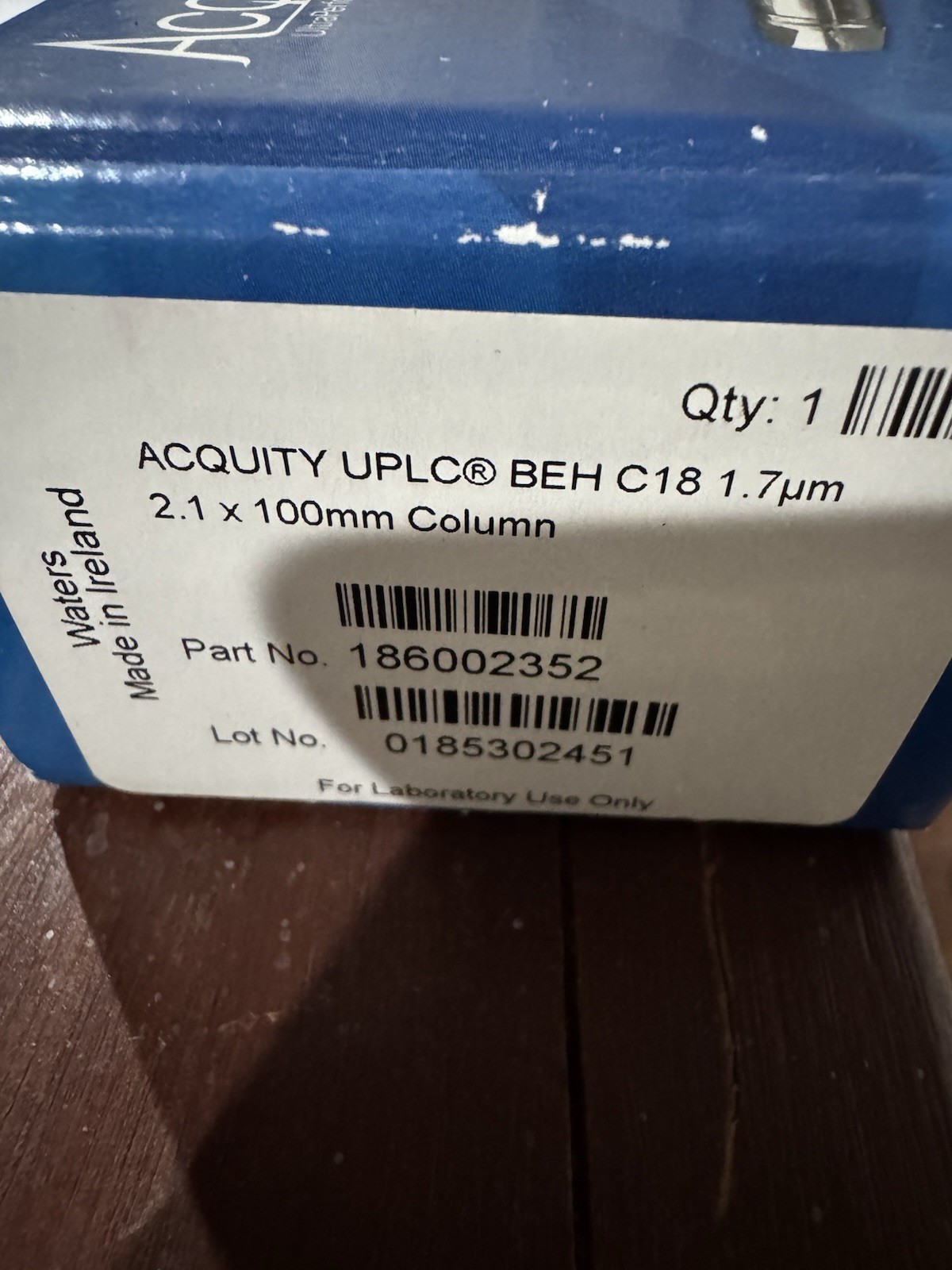 ACQUITY UPLC BEH C18 1.7 µm, 2.1 mm X 100mm 186002352 Brand New From Old Stock