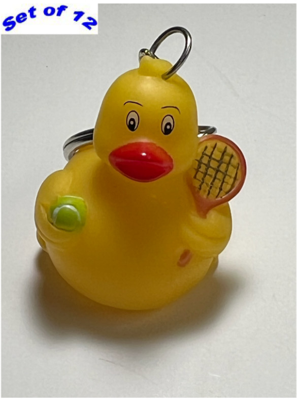 Tennis Rubber Duck Keychain Gift Pack of 12, Sports Duck - Waddlers Brand