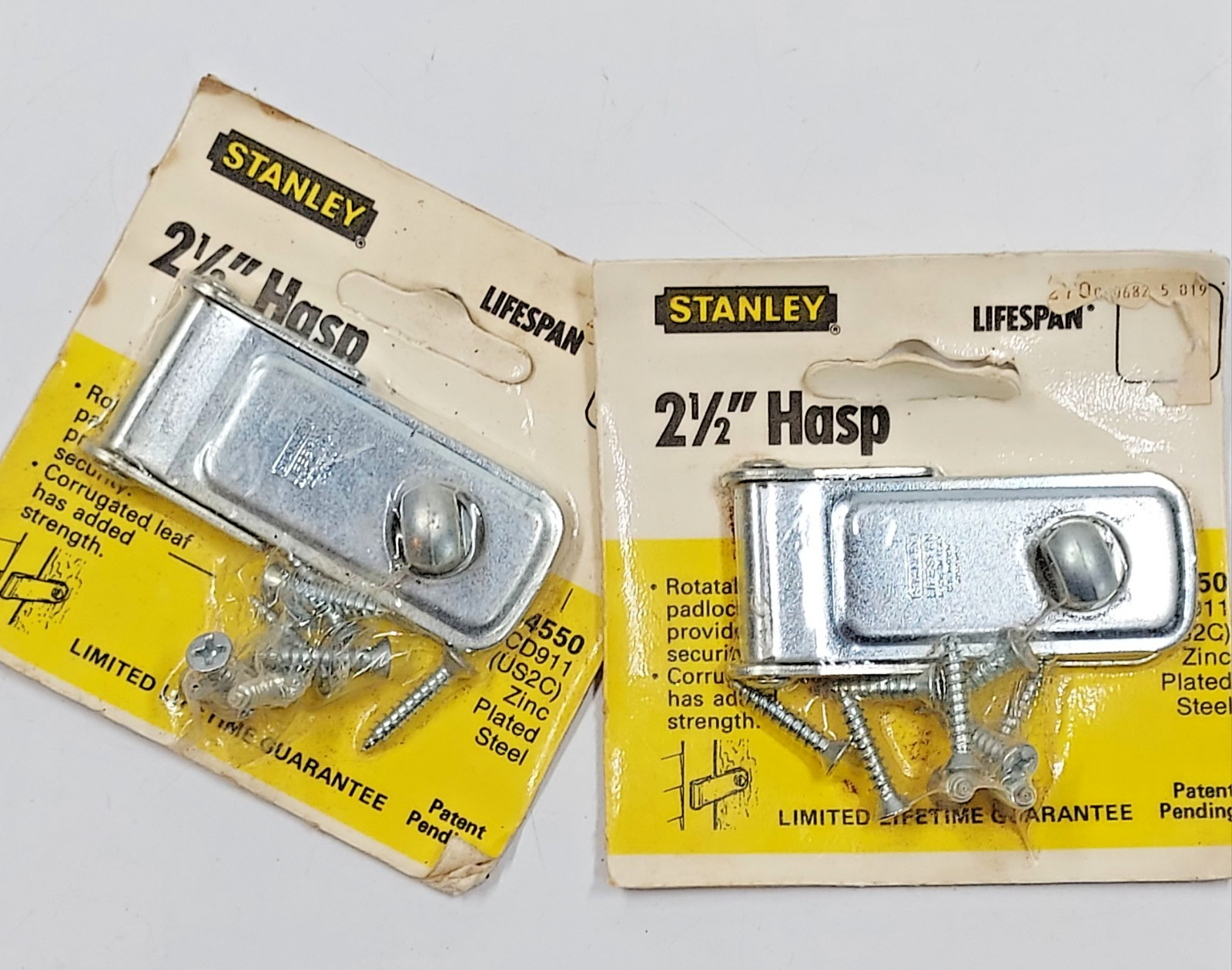 2-1/2'' Lifespan Hasp Zinc Plated Steel Stanely 75-4550 NOS Lot of 2