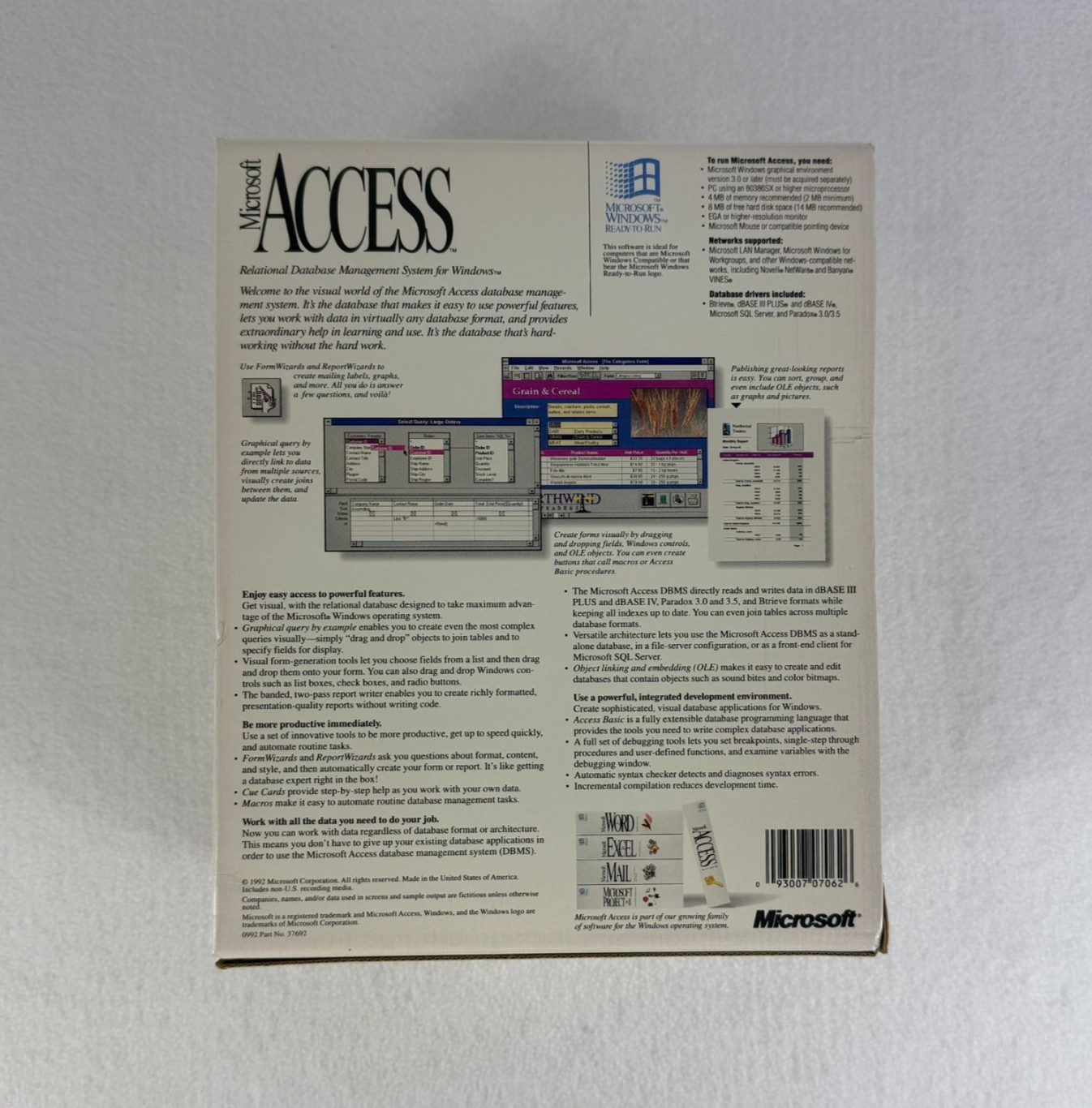 MICROSOFT ACCESS for Windows Introductory Edition Boxed Set Complete