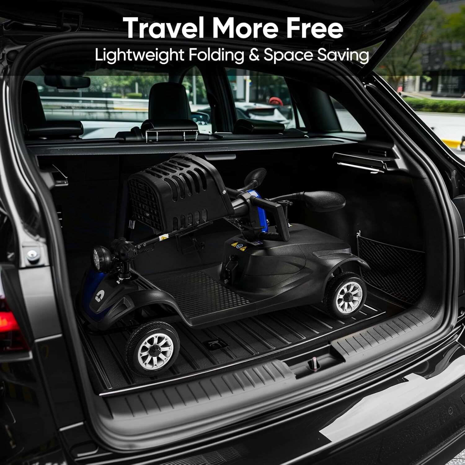4 Wheels Mobility Scooter Long Range All Terrain LED Headlights W/ Two baskets