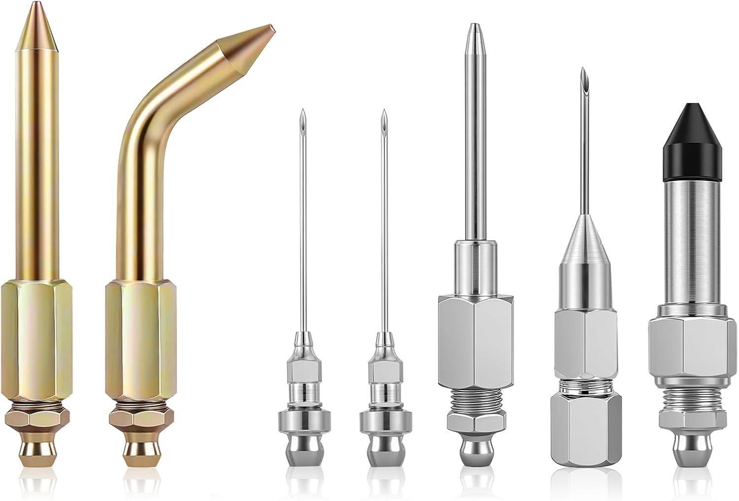 7PCS Grease Gun Needle Tips Accessories Kit Set Mini Needle Dispenser Rubber Joi