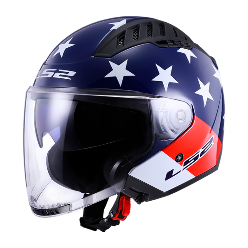 LS2 AMERICAN - GLOSS RED / WHITE / BLUE - Copter Helmet