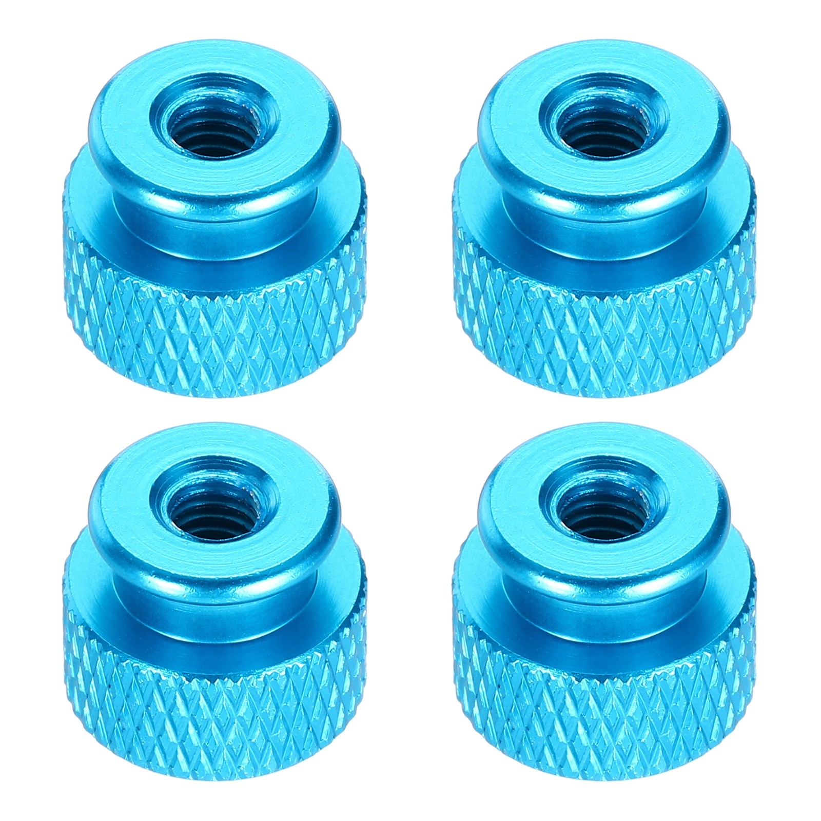 4pcs Knurled Thumb Nut, M4 12mm OD 10mm Height Aluminium Alloy Sky Blue