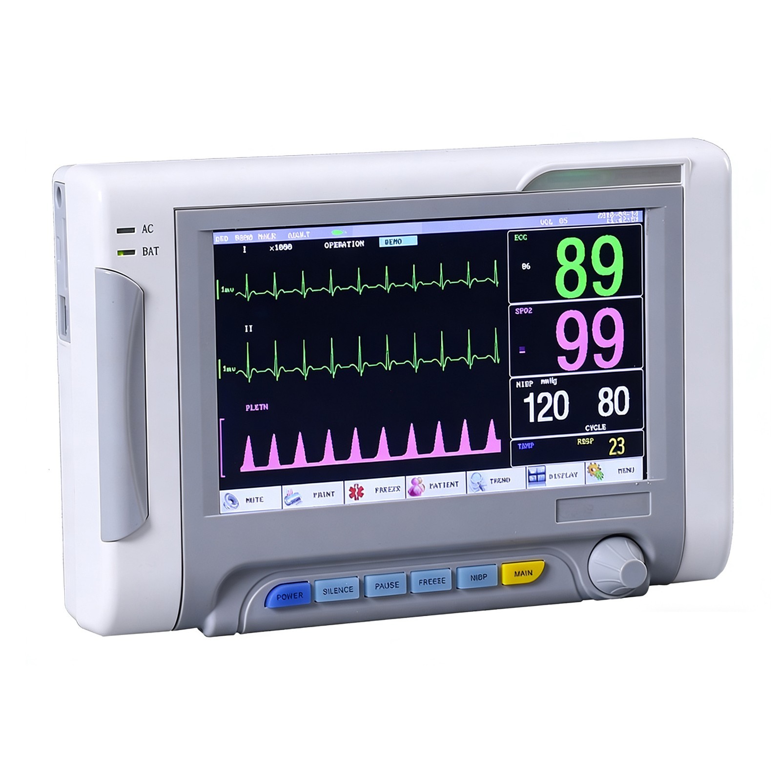 7 inch Vital Signs Monitor 6-Parameter ECG NIBP SpO2 Resp Temperature