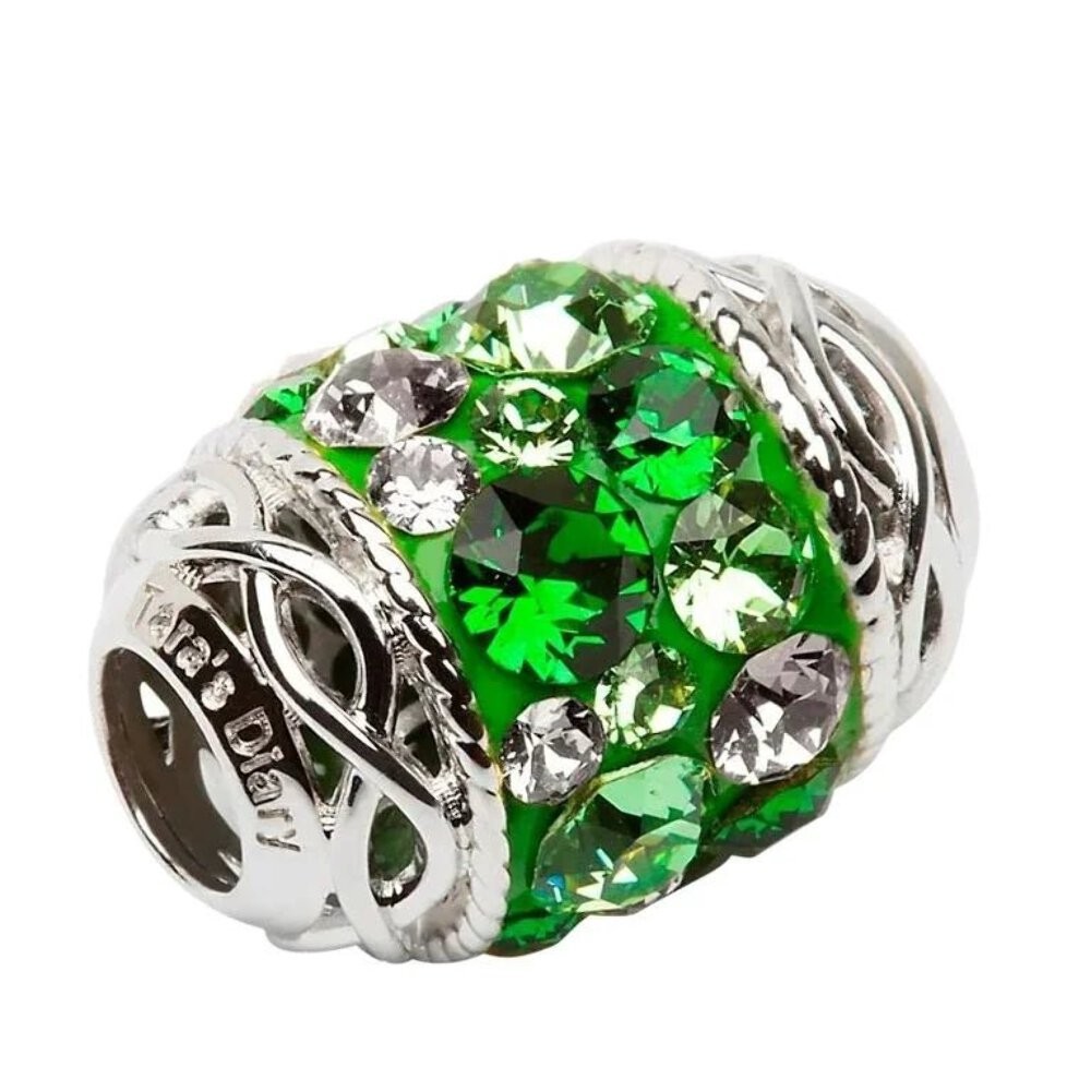 Sterling Silver Green Crystal Embellished Celtic Knot Bead